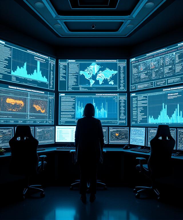 The data analysis room with multiple screens showing player metrics.